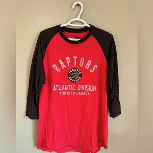 LARGE Raptors 3/4 Baseball Cut off Tee